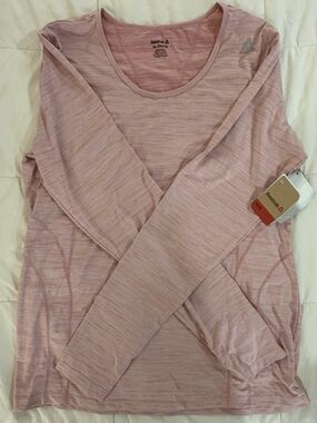 Reebok Pale Pink Heathered Long Sleeve Athletic Top